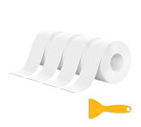 Bath Sealant Strip, 4 Rolls Waterproof Sealing Tape, Self Adhesive Caulk Strip, Simple Seal Tape for Bathroom, Toilet, Bathtub, Sink, Wall Corner, Kitchen with Sealing Tool, 3.2m x 2.2cm, White