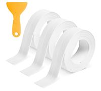 Bath Sealant Strip Self Adhesive, 3 Rolls Bathroom Sealant Tape, 10.5ft Self Adhesive Caulk Strip, Simple Seal Tape for Bathtub Toilet, Shower, Wall Corner, Kitchen, with Sealing Tool