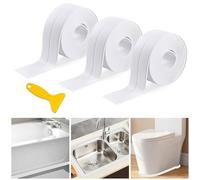 Bath Sealant Strip Self-Adhesive - Waterproof Sealant Tape for Shower, Bathtub, and Bathroom Flooring | Easy Installation, White Silicone Sealant Tape for Sealing Edges, Bath Panel (3)