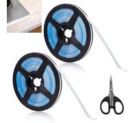 Bath Sealant Tape Caulk Strip Self Adhesive 2 Rolls 6M Bathroom Sealant Tape with Scissors, Waterproof Mildewproof Shower sealant strip for Kitchen, Sink,Toilet, Bathtub Sealing, Floor Corner Trim