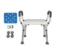 Bath Seat for Elderly, Adjustable Height Bathtub Stool Shower Seats, Bath Chair Stool with Non-Slip&EVA Padded&Rack, 2 IN 1 Direction of Bath Chair Turning to Elderly People with Limited Mobility