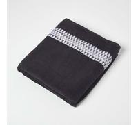 HOMESCAPES Geometric Pattern Black Bath Sheet 100% Cotton Super-Absorbent & Soft Extra Large Towel with Retro Design