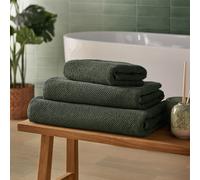 (Bath Sheet, Green) Silentnight Popcorn Waffle Towel 100% Cotton BCI, Super Soft and Absorbent