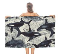 Bath Sheet Killer Whale Unisex Pool Towel Compact Beach Blanket For Hotel Bathroom Sport 80X130Cm