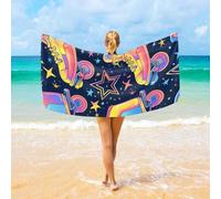 Bath Sheet Retro Rollers Skates Disco Groovy Funky Seamless Pattern On | Dark Blue Background Large Bath Towel Hotel 80x130Cm Soft Shower Towel Lightweight Big Bath Sheet Beach Salon