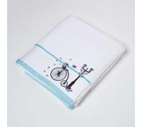 Turkish Cotton Embroidered Bicycle White Towel Homescapes White Bath Sheet