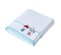 (Bath Sheet) White and Blue Beach Hut