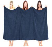 Bath Sheets Extra Large Navy Blue Oversized 96x180cm 100% Cotton Jumbo 515Gsm Egytian Cotton Style Thick Absorbent Super Soft Lint Free Supreme Quality Quick Dry Gift Wrapped Hotel Quality…