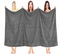 Bath Sheets Extra Large Oversized 96 x 180 cm Charcoal Grey - 100% Egyptian Cotton Style Bath Sheet Towel, Thick Soft Absorbent Jumbo Bath Towel, Hotel Quality Large Shower Towel for Adults
