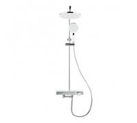 Bath/shower column with 3 spray shower head, Thermostatic mixer, Height adjustable bar, White/Chrome (SATSSTKP3F)
