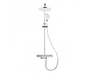 Bath/shower column with 3 spray shower head, Thermostatic mixer, Height adjustable bar, White/Chrome (SATSSTKP3F)