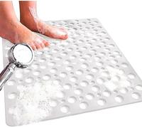 Bath Shower Mats Non Slip - Extra Large Durable Square Anti Mould Rubber Inside Bathtub Matt with Modern Design & Comfortable Suction Cups | Machine Washable | Size (53CM*53CM) (WHITE)