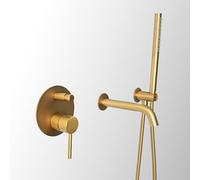 Bath Shower Mixer Tap Brushed Gold Bath Mixer Taps with Shower 360 Degree Swivel Tap Shower Head and Hose Set for Bath Taps LWX