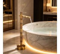 Bath Shower Mixer Tap for Bathtub and Shower Garden Water Column - Round Standing Outdoor Spigot Vertical Faucet - Free-Standing Garden Tap