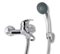 Bath Shower Mixer Tap Kit Chrome Showerhead with Hook 1.4m Hose Fixture vidaXL