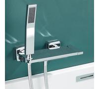 Bath Shower Mixer Tap Wall Mounted with Shower Head Hot and Cold Waterfall Bath Taps Wall Mounted Brass Chrome