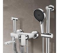 Bath Shower Mixer Tap with Shower Riser Kit Hot and Cold 3 Mode Handheld Shower G1/2 Connection Shower Sets for Bathroom Silver