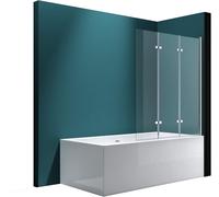 Bath Shower Screen Bathroom 180° Folding Three Panels L shape Tempered Glass