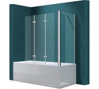 Bath Shower Screen Bathroom 180° Folding Three Panels L shape Tempered Glass