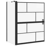 Bath Shower Screen Black and Transparent Tempered Glass Partition vidaXL