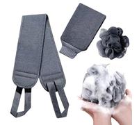 Bath Shower Scrubber - Body Care Set, Skin Cleansing Tools | Three Piece Bath Towel Kit with Soft Mesh Flower, Scrub Gloves, Pull Strap Back Washer for Daily Shower Hygiene