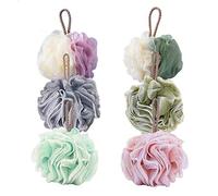 Bath Shower Sponge Loofahs, Body Scrubber Mesh Pouf Ball, Exfoliate, Cleanse, Soothe Skin, 6 Pack