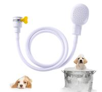 Bath Sink Single Tap Shower Attachment Head Hose Spray, Dog Pet Showerhead Single Tap Hand Held Portable Handheld Shower Head with Clamps for Bath Taps Dog Shower Camping Shower 1.3 M White
