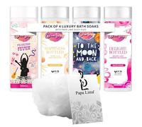 Bath Soak Bundle - Cussons Creations: Peony & Cherry Blossom, Fearless Fever, Vanilla & Shea Butter, Space Candy & Coconut Cream with Papa Lima Body Puff