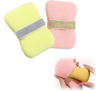 Bath Soap Sponge, Bath Body Exfoliating Soap Bag, Exfoliator Scrubber Pouch, Body Scrubber Shower Sponge Exfoliating Mesh Pouf for Women and Men Bathing Accessories (Pink A+Yellow)