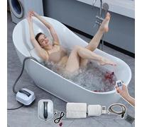 Bath Spa Massage Mat- 6 Gear Adjustment, Home Surfing Massage Bath Mat, Spa Waterproof Anti-Slip Mat W/Inflatable Pillow & Remote, Powerful Air Pump, 114 Jets, Improve Sleep