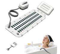 Bath Spa Massage Mat, Bath Massage Mat with 9 Adjustable Bubble Intensity, with Remote Control, Pillow & Air Pump, Non-Slip Design, Portable Baths Pillow Full Body, Suction Cup Bottom, 114 x 43cm