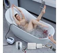 Bath Spa Massage Mat with 6 Gear Adjustment, 114 Jets for Home Surfing Massage, Includes Inflatable Pillow & Remote, Powerful Air Pump for Improved Sleep