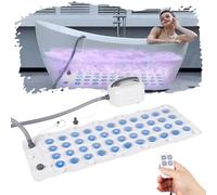 Bath Spa Mat, Air Bubble Bath Mat with LED Lights, Whirlpool Bath Mat with Pillow & Anti-slip Suction Cups, Portable Bubble Bath Massager with 6 Speed Bubbles for Home Relaxation