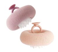 Bath Sponge - 11x11cm Sunflower Loofah, Suction Cup Back Scrubber, Mesh Ball | 2 Pack Body Wash Pouf with Hanging Hook, Shower Scrubber for Men, Women Travel