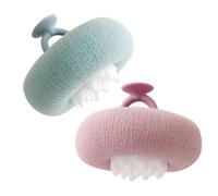 Bath Sponge - 4.33x4.33 Inch Sunflower Design Scrubber for Gentle , 2 Piece Suction Den Cleaning Brush with Soft Mesh for Bath for Raga