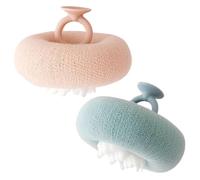 Bath Sponge Set 2 Pieces | Sunflower Suction Cup Shower Loofah Mesh Ball