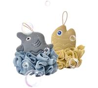 Bath Sponges for Use in the Shower 2 Pieces Mesh Cartoon