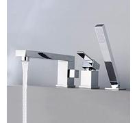 Bath Tap Bathroom Shower Filler Mixer Bathtub Tap 3 Hole with Extendable Hand Shower Chrome Bath Set Hot and Cold Water Bath Edge Combination D (C),C
