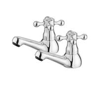 Bath Taps Pair, HEXMIXER Victorian Bathroom Sink Taps G3/4 for Bathtub, 1/4 Turn Chromed Brass Traditional Bath Pillar Tap 065ACR