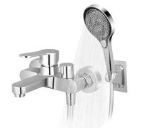 Bath Taps with Shower Attachment, Chrome Brass Bath Mixer Tap with Shower Head and 1.5m Hose, 3 Mode Handshower, 6-Speed Booster Shower, One-Touch Button Control Shower Head