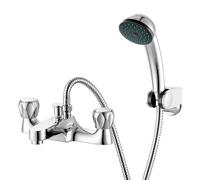 Bath Taps with Shower Attachment Monobloc Bath Shower Mixer Tap Bathtoom Tub Mixer Tap, Modern Double Levers Bathtub Tap Brass Chrome Bath Tub Filler Tap