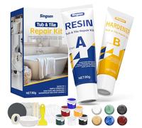 Bath & Tile Repair Kit 80g - Ceramic tile repair kit for bathtubs, Shower Trays, Sinks & countertops,(6 Colours Included) epoxy fixes chips, cracks & scratches on porcelain, marble, granite