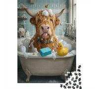 Bath Time Cow Fun 1000 Piece Premium Cardstock Jigsaw Puzzle Set Adult Jigsaws Educational Challenge Fun Present Value Pack Wall Decoration 70x50cm/1000pcs
