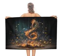 Bath Towel Modern Elegant Flame Music Note Classic Mid Century Musical Theme Notes Print Microfiber Beach Sheets Durability Sports Towels For Beaches For Men Women 80X130Cm