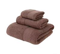 Bath Towel Set 3 Pieces Crafted with Soft Cotton Featuring Double Sided Terry Weave for Superior Absorption and Skin Friendly Comfort (Brown)