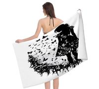 Bath Towel Silhouette Of A Girl And Butterflies Pattern Sports Towel Highly Absorbent Women Picnic Blanket, For Surfing, Travel, Pilates, 80x130cm