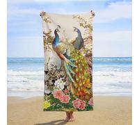 Bath Towel Tree Branch Beautiful Plant Flower Gold Peacock Pattern Kitchen Towel Portable Personalized Pool Blanket, For Pilates, Gym, Home, 80x130cm