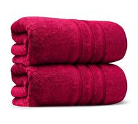 Bath Towels 600gsm Zero Twist Cotton | 2 Packs 70x120cm | Large Quick Drying & Highly Absorbent for Pool Spa Gym & Daily Use Luxe Hotel Quality (Cranberry Red, 2)