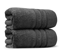 Bath Towels 600gsm Zero Twist Cotton | 2 Packs 70x120cm | Large Quick Drying & Highly Absorbent for Pool Spa Gym & Daily Use Luxe Hotel Quality (Charcoal Grey, 2)