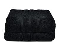 Bath Towels 600gsm Zero Twist Cotton | 2 Packs 70x120cm | Large Quick Drying & Highly Absorbent for Pool Spa Gym & Daily Use Luxe Hotel Quality (Jet Black, 2)